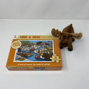 Lumberjack Moose Plush + Moose Puzzle