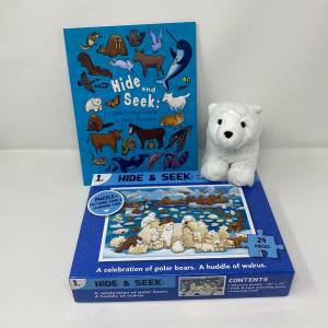 Hide & Seek Book + Polar Bear Plush + Polar Bear Puzzle